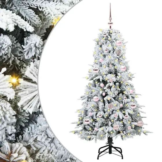 vidaXL Kunstigt Hinged Juletræ 150 cm med 150 LED'er, Hvid