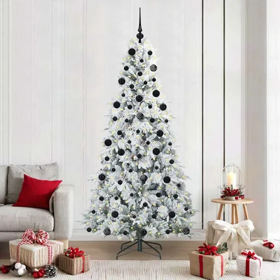vidaXL Kunstigt Hinged Juletræ 210 cm med 300 LED'er Hvid