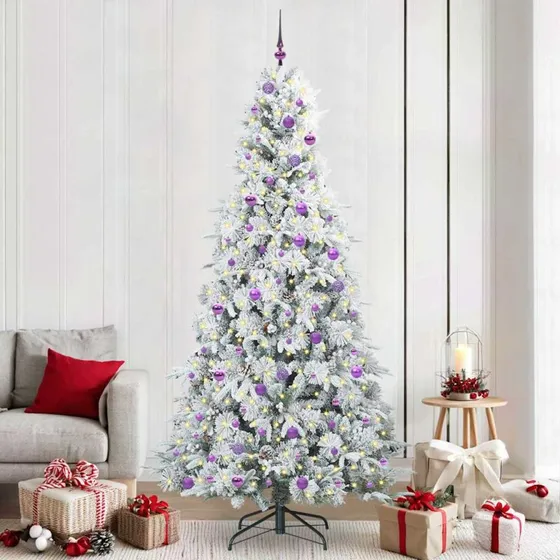 vidaXL Kunstigt Hinged Juletræ 240 cm med 300 LED'er Hvid