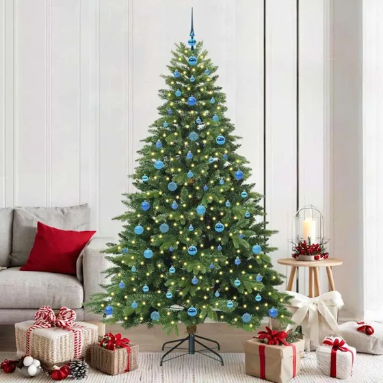 vidaXL Kunstigt juletræ 210 cm Grøn med 300 LED'er