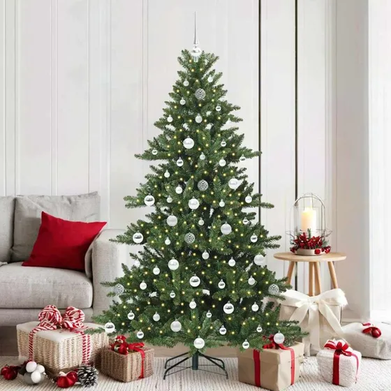 vidaXL Kunstigt Hinged Juletræ 180 cm Grønt med 300 LED'er PVC & Stål