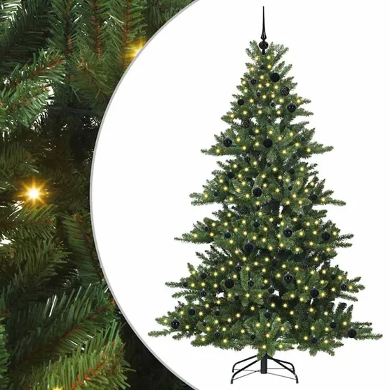 vidaXL Kunstigt Hinged Juletræ 210 cm Grønt med 300 LED'er