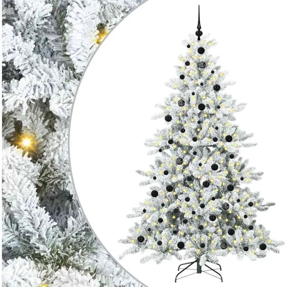 vidaXL Kunstigt Hinged Juletræ 210 cm Hvid med 300 LED'er