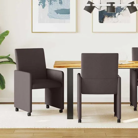 vidaXL Spisebordsstole med hjul 2 stk, Mørk Brun, 57 x 66 x 94 cm
