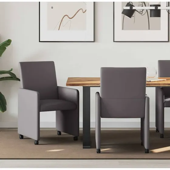 vidaXL Spisebordsstole med hjul 2 stk Grå 57x66x94 cm Kunstlæder
