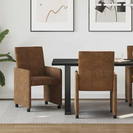 vidaXL Spisebordsstole med hjul 2 stk, Brun, 57 x 66 x 94 cm
