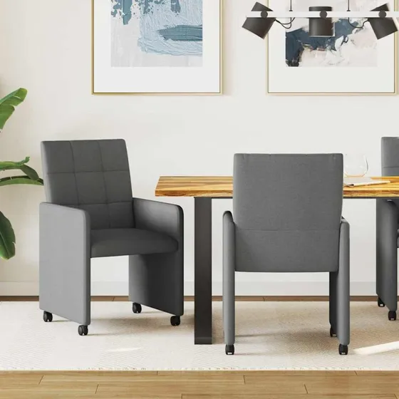 vidaXL Spisebordsstole med hjul 2 stk, Mørkegrå, 58 x 65 x 94 cm