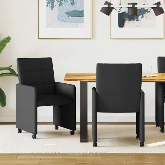 vidaXL Spisebordsstole med hjul 2 stk, Sort, 58 x 65 x 94 cm