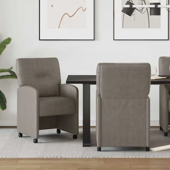 vidaXL Spisebordsstole med hjul 2 stk Grå 57 x 67 x 95 cm Kunstlæder