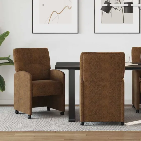 vidaXL Spisebordsstole med hjul 2 stk, brun, 57 x 67 x 95 cm