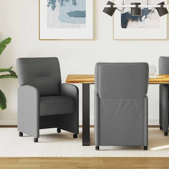 vidaXL Spisebordsstole med hjul 2 stk, Mørkegrå, 57 x 67 x 95 cm