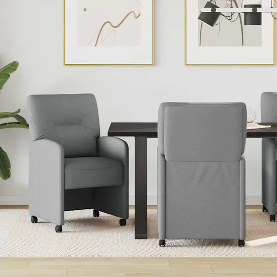 vidaXL Spisebordsstole med hjul 2 stk Lysegrå 57x67x95 cm Stof
