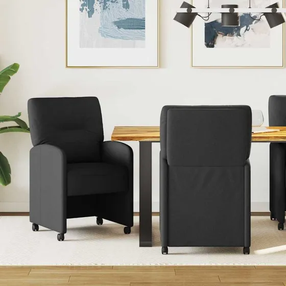 vidaXL Spisebordsstole med hjul 2 stk, Sort, 57 x 67 x 95 cm