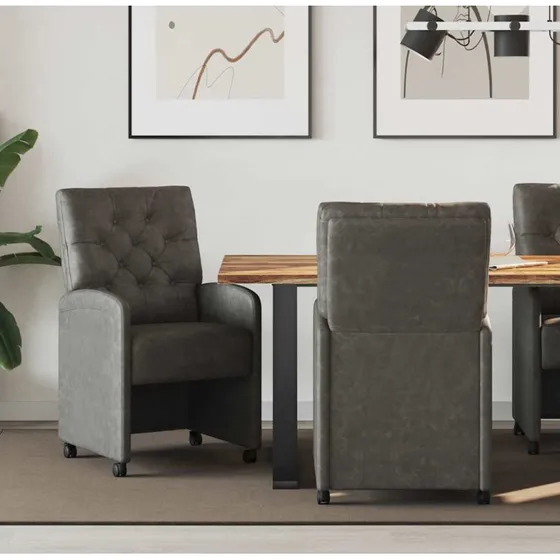 vidaXL Spisebordsstole med hjul 2 stk, Sort, 58 x 67 x 97 cm, Kunstlæder