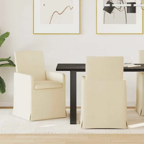vidaXL Spisestole 2 stk Creme 57 x 67 x 95 cm Stof