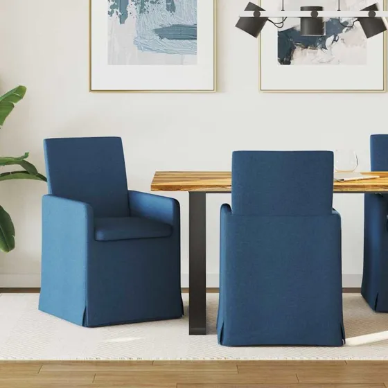vidaXL Spisestole 2 stk Blå 57x67x95 cm Stof