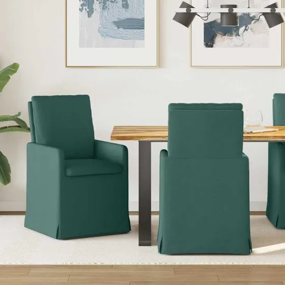 vidaXL Spisestole 2 stk Mørkegrøn 57 x 67 x 98 cm Stof