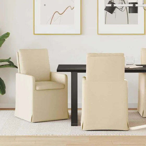 vidaXL Spisestole 2 stk Creme 57 x 67 x 98 cm Stof