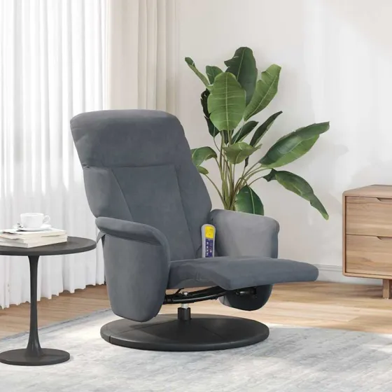 vidaXL Massage Lænestol Mørkegrå 91 x 71 x 105 cm Fløjl