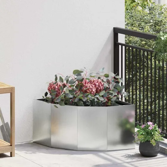 vidaXL Hjørne Plantekasse Sølv 60x60x35 cm Galvaniseret Stål