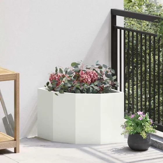 vidaXL Hjørne Plantekasse Hvid 45 x 45 x 35 cm Stål