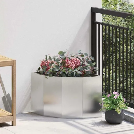 vidaXL Hjørne Plantekasse Sølv 45 x 45 x 35 cm Rustfrit Stål
