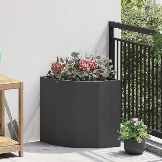 vidaXL Hjørne Plantekasse Sort 45 x 45 x 50 cm Stål
