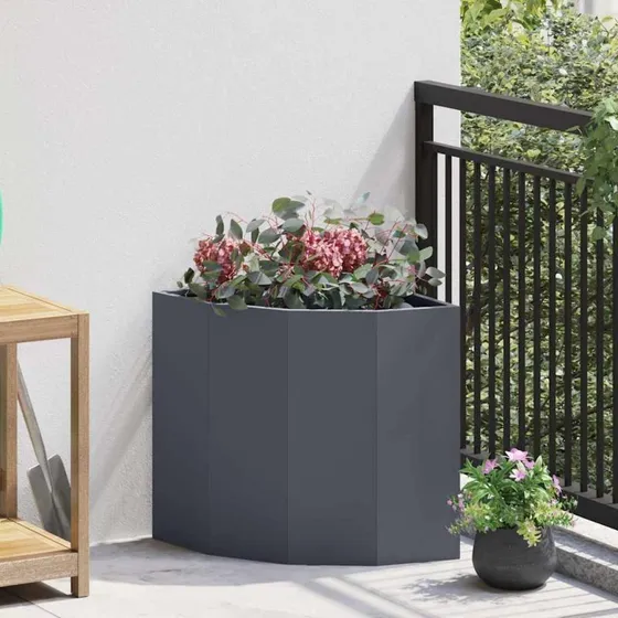 vidaXL Hjørne Plantekasse Antracit 45x45x50 cm Stål