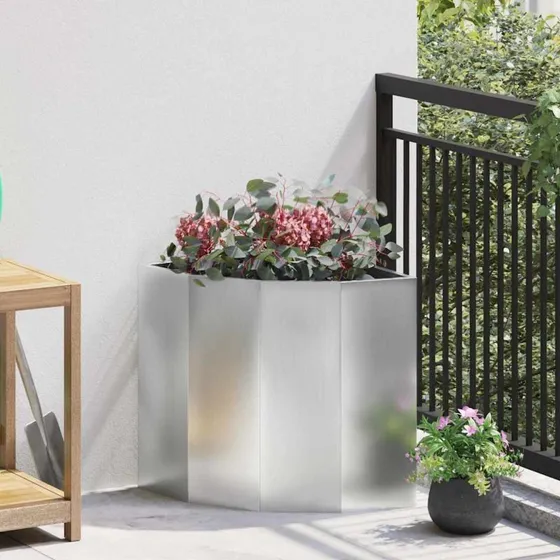vidaXL Hjørne Plantekasse Sølv 45x45x50 cm Galvaniseret Stål