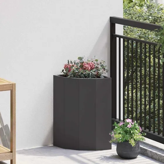 vidaXL Hjørne Plantekasse Sort 30x30x50 cm Stål