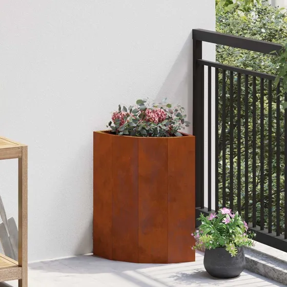 vidaXL Hjørne Plantekasse 30x30x50 cm Forvitret Stål