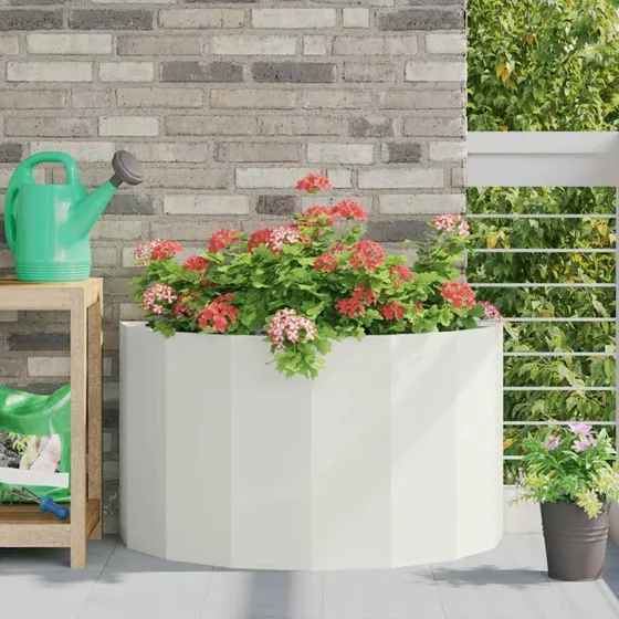 vidaXL Plantekasse Hvid 90 x 45 x 50 cm Stål