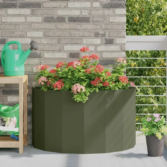 vidaXL Plantekasse Oliven Grøn 90 x 45 x 50 cm Stål