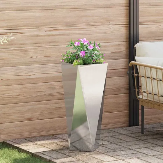 vidaXL Plantekasse Sølv 30x30x75 cm Rustfrit Stål