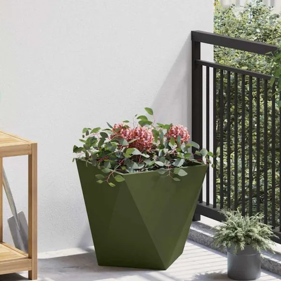 vidaXL Plantekasse Oliven Grøn 40x40x40 cm Stål