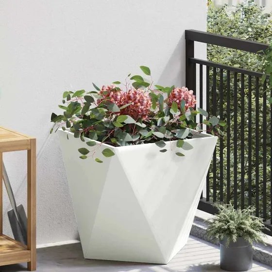 vidaXL Plantekasse Hvid 50x50x50 cm Stål