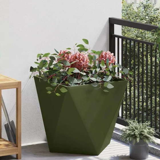 vidaXL Plantekasse Oliven Grøn 50x50x50 cm Stål