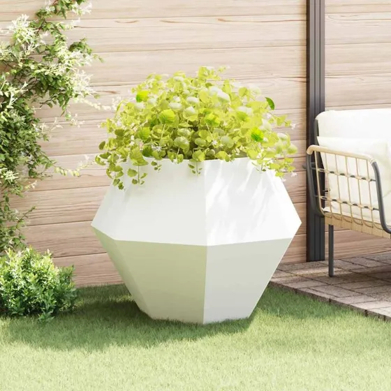 vidaXL Plantekasse Hvid 100x100x80 cm Stål