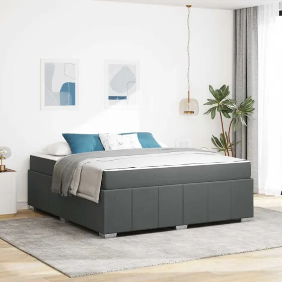 vidaXL Sengestel med Madras Mørkegrå 180x200 cm Stof