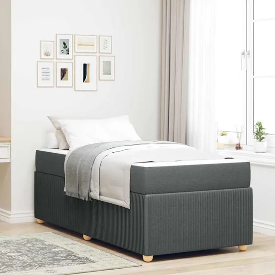 vidaXL Sengestel med Madras Mørkegrå 80 x 200 cm Stof