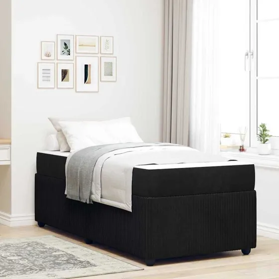 vidaXL Sengestel med Madras, Sort, 90 x 190 cm