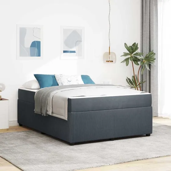 vidaXL Sengestel med Madras Mørkegrå 140x200 cm Stof