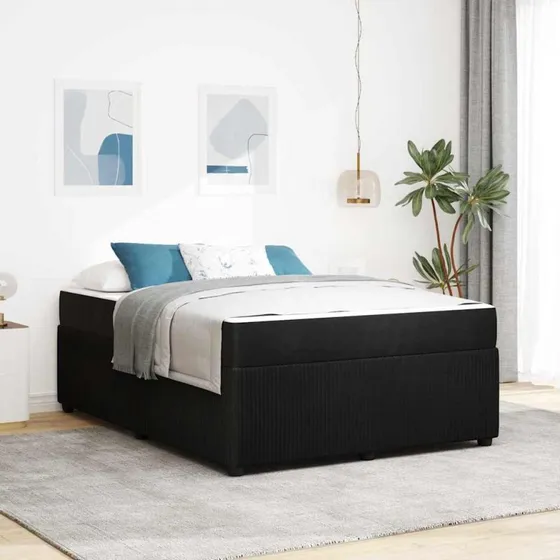 vidaXL Sengestel med madras, Sort 140 x 200 cm, Stof
