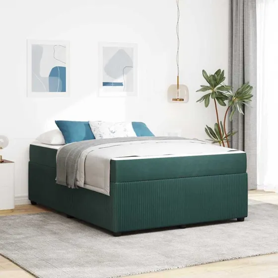 vidaXL Sengestel med Madras Mørkegrøn 160 x 200 cm Stof