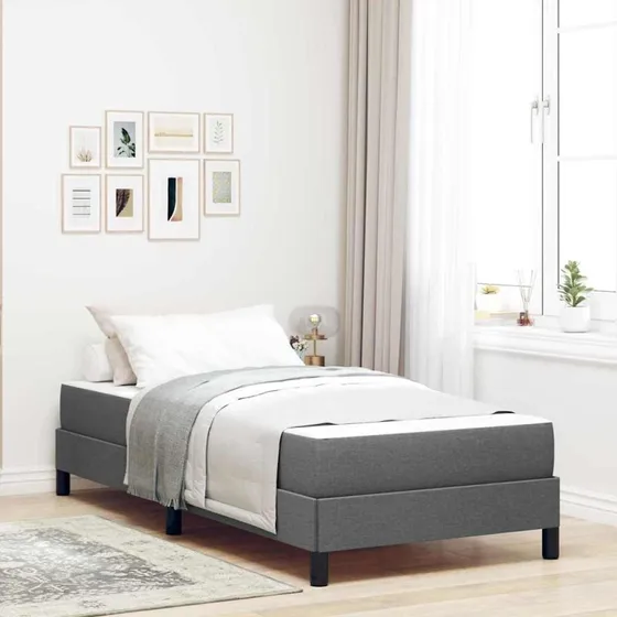 vidaXL Boxspring Seng med Madras Mørkegrå 90x190 cm