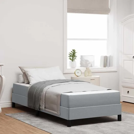 vidaXL Boxspring Seng med Madras Lysegrå 100x200 cm