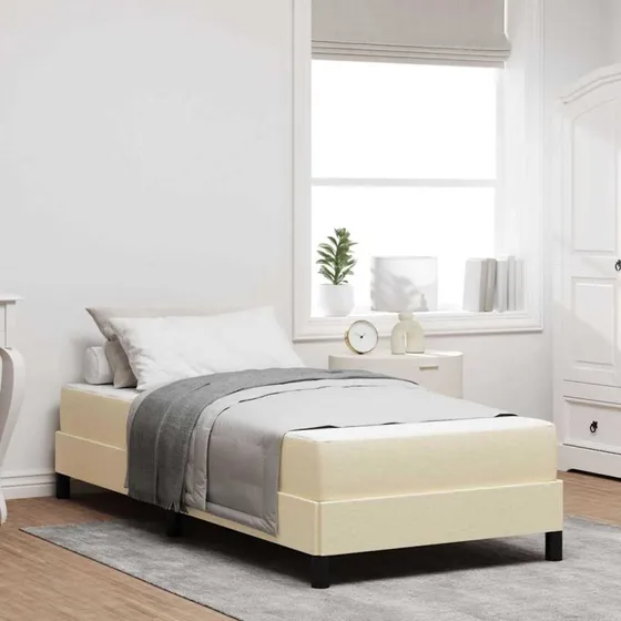 vidaXL Box Spring Seng med Madras Creme 100x200 cm Stof