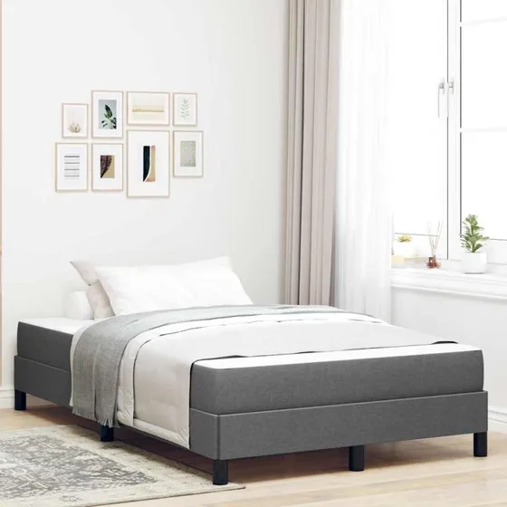 vidaXL Boxspring Seng med Madras Mørkegrå 120x200 cm