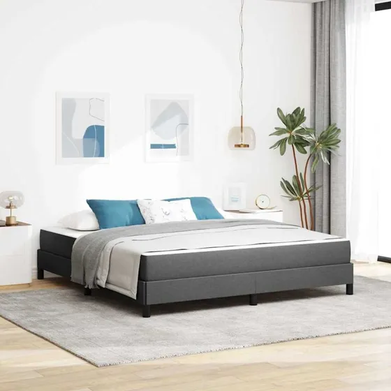 vidaXL Boxspring Seng med Madras Mørkegrå 180x200 cm