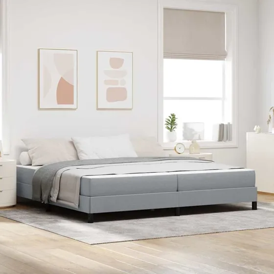 vidaXL Box Spring Seng med Madras Lysegrå 200x200 cm Stof